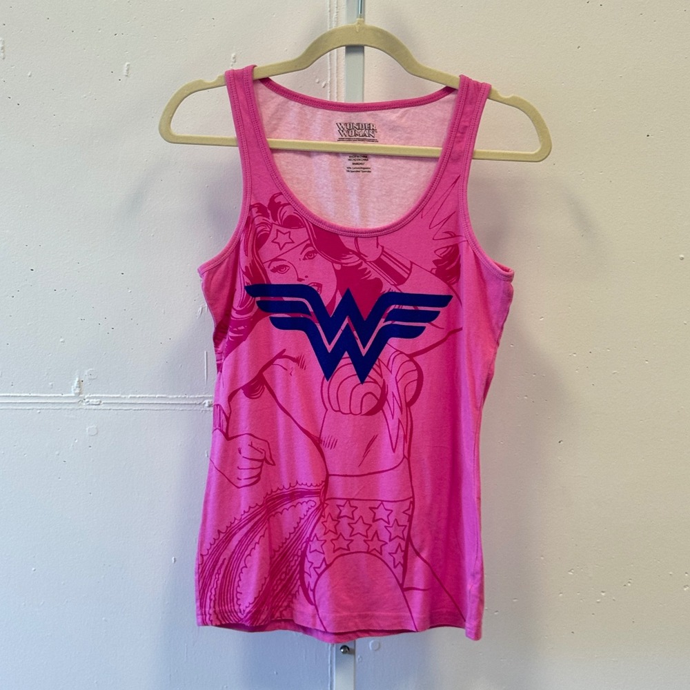 Wonder Woman Pink Graphic Tank Top DC Comics Superhero Logo XL Sleeveless Shirt